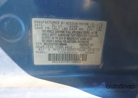 2015 Nissan Versa Note S (Sr)/S Plus/Sl/Sr/Sv from USA, damaged, VIN 3N1CE2CP3FL408445